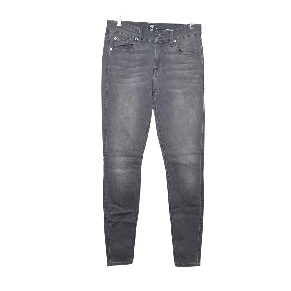 7 For All Mankind Gwenevere Grey Skinny Mid Rise Jeans Size 27 Stretch Denim